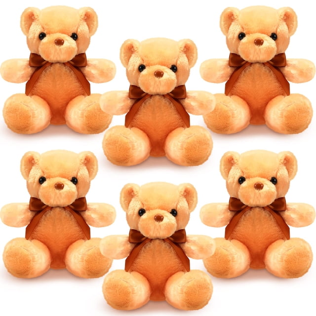 Peluches HyDren con forma de oso, 6 unidades, color marrón, 30 cm