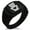 Black, variant on Stainless Steel Teddy Bear Love CZ Ribbed Needle Stripe Pattern Biker Style Polished Ring