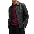 thumbnail image 2 of LYSMORA Men's Lapel Faux Leather Jacket Button Front Casual Outerwear Multi Pocket Shirt Style Coat for Daily Wear, 2 of 5