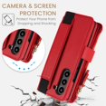 thumbnail image 5 of Dteck Zipper Wallet Case for Samsung Galaxy Z Fold 7,Magnetic Leather Card Slot Cash Pocket Case with Pen Holder Shockproof Hand Strap Heavy Duty Cover for Galaxy Z Fold 7,Red, 5 of 6