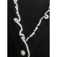 thumbnail image 5 of Female'S Pearl Beaded Long Sleeve Sweater V Neck Ruffle Trim Knitted Pullover Tops Black S, 5 of 7