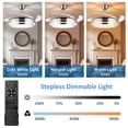 thumbnail image 3 of Jacgood Modern Fandelier Ceiling Fan with Light, 42" Brushed Nickel Ceiling Fan with Invisible Blades, Retractable Chandelier Fan for Dining Room, Dimmable 3 Color Changeable LED Fixture with Remote, 3 of 8