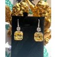 thumbnail image 3 of Hitanshu Jewels Asscher Cut Yellow Cubic Zirconia Women's Beautiful Drop Earrings In 14K White Gold Plated, 3 of 6