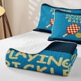 thumbnail image 4 of Castle Fairy Sport Pickleball Twin Quilt Set,Checkered Paddle Pattern Twin Coverlet Set,Blue Red, 4 of 7