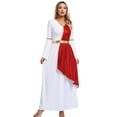 thumbnail image 2 of TiaoBug Women's Ancient Greek Metallic Overlay Dress Roman Queen Costume Gold Trim Maxi Robe Red 3XL, 2 of 6