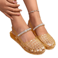 thumbnail image 2 of Domuza Women's Glitter Rhinestone Jelly Sandals, Breathable Hollow Mary Jane Slingback Flat Shoes for Summer Beach and Casual Wear Yellow 5.5（EU-36）, 2 of 5