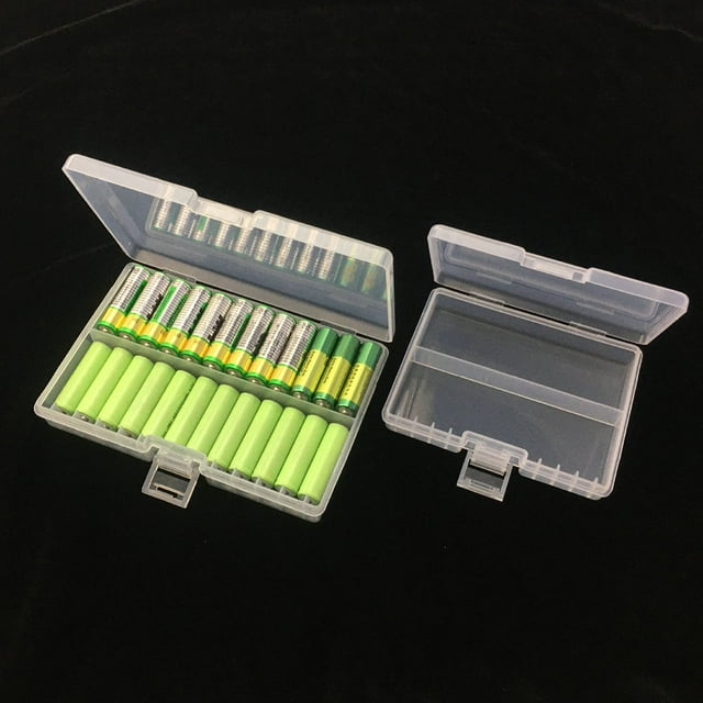 HLONK Battery Storage Box Transparent Large Capacity Portable 48Pcs AA AAA Rechargeable Battery Container Organizer for Home L