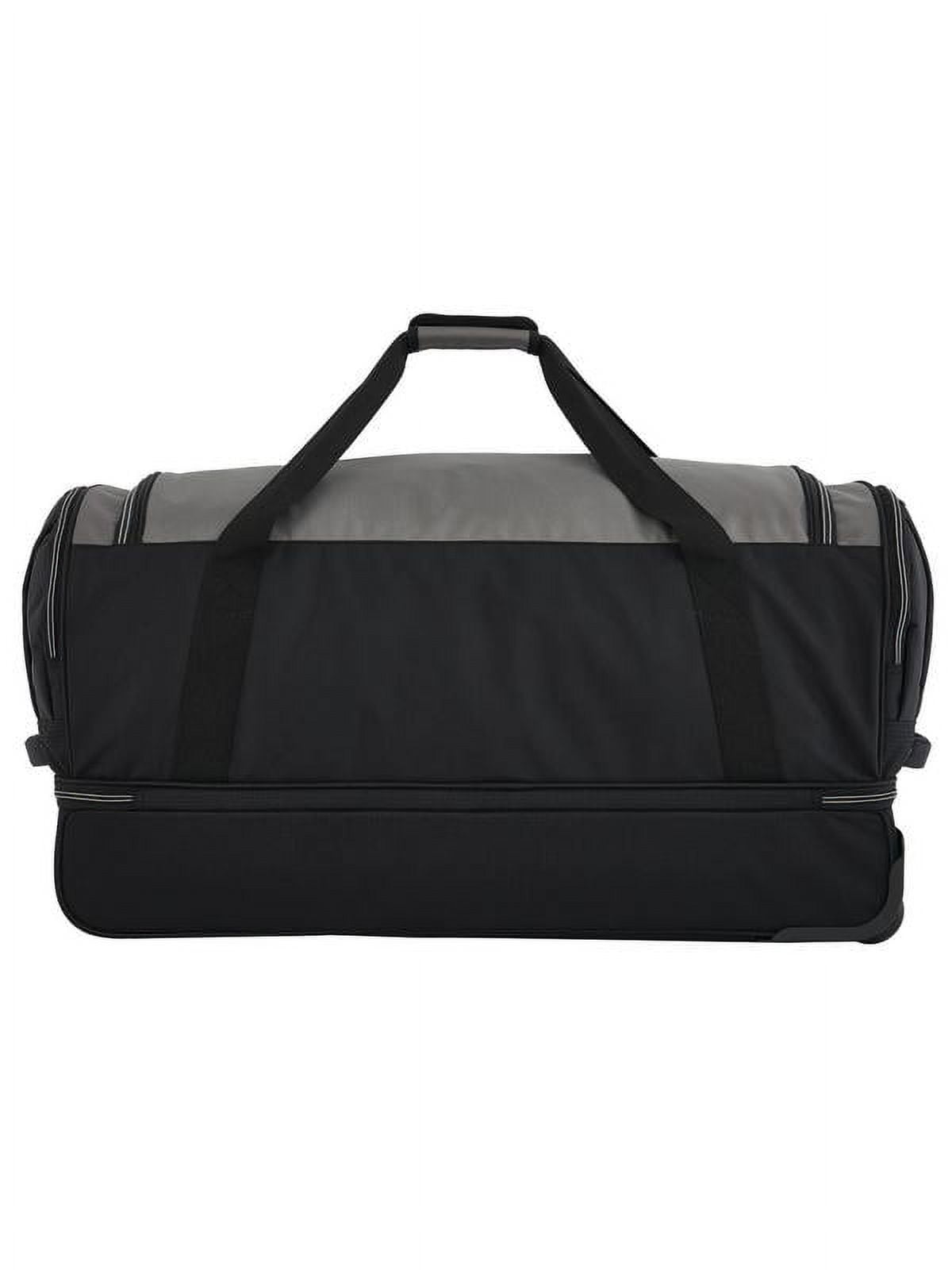 (2 pack) Wrangler 30" Polyester Drop-Bottom Rolling Travel Duffel w/ Interior Toiletry Pocket - Black