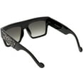 thumbnail image 4 of Women's Rhinstone Crystal Flat Top Square Sunglasses Mirrored Lens 57mm (Black / Lavender), 4 of 4