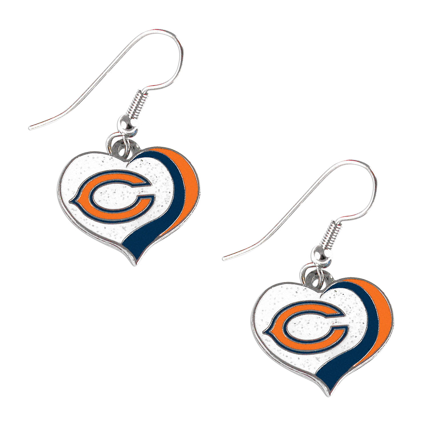 aminco NCAA Green Bay Packers Swirl Heart Pendant Sports Team Logo Necklace and Earring Charm Pendant Gift Set