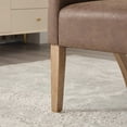thumbnail image 4 of Upholstered PU Open Back Accent Armchair In With Weathered Rubberwood Legs For Living Room And Dining Room, 4 of 10