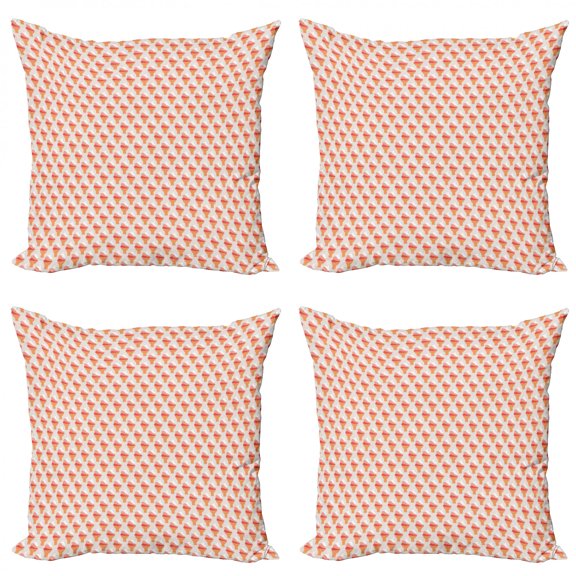 Ice Cream Throw Pillow Cushion Case Pack of 4, Gelato Motifs in Pop Art Design Symmetrically Arranged Print, Modern Accent Double-Sided Print, 4 Sizes, Eggshell Burnt Sienna, by Ambesonne