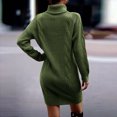 thumbnail image 5 of Lilgiuy Women Casual Solid Pullover Long Sleeve Round-Neck Sweater Dress Green Fall Dresses for 2022 Spring Winter, 5 of 5