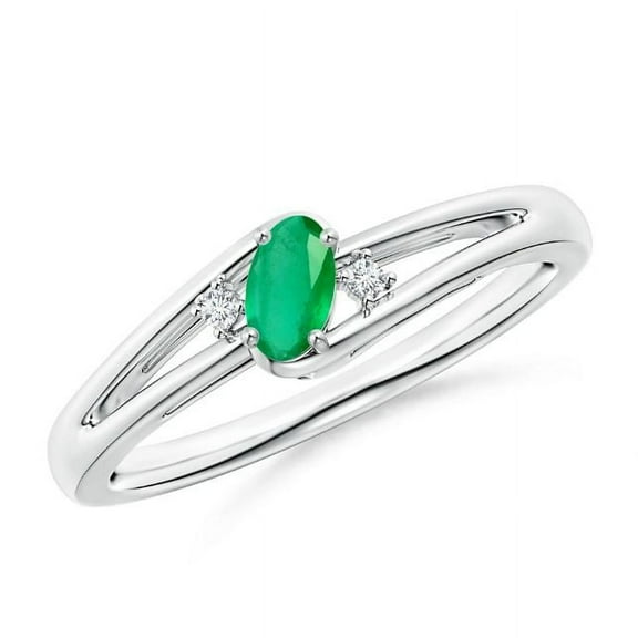 Oval Shape Green Emerald CZ Diamond Cocktail Band Ring Women 925 Sterling Silver May Birthstone Valentine Day Birthday Gift Gemstone Jewelry