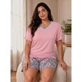 thumbnail image 2 of PINKSIR Womens Pajama Sets Plus Size 2 Piece Short Sleeve Shorts Lounge Sets with Pockets, 2 of 8