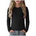 thumbnail image 3 of Bovxnpu Girls Long Sleeve T Shirts Pullover Undershirts Ribbed Cuffed Long Sleeve Crew Neck Older Kids Undershirt Tees, 3 of 8
