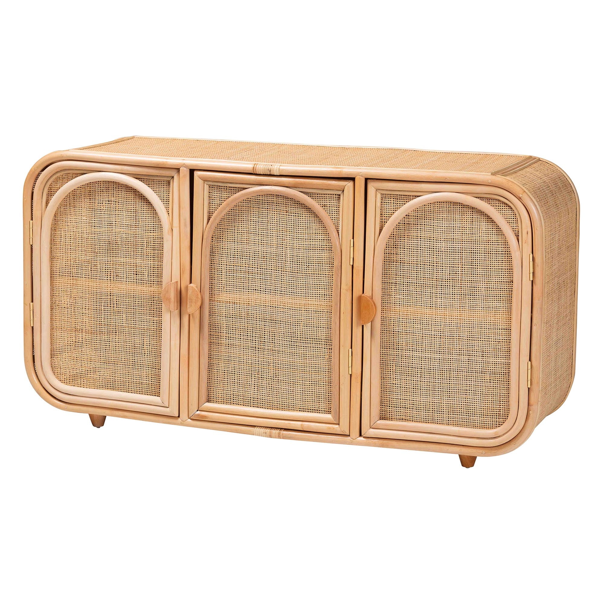 bali & pari Evania Boho Storage Cabinet, 3-Door, Natural