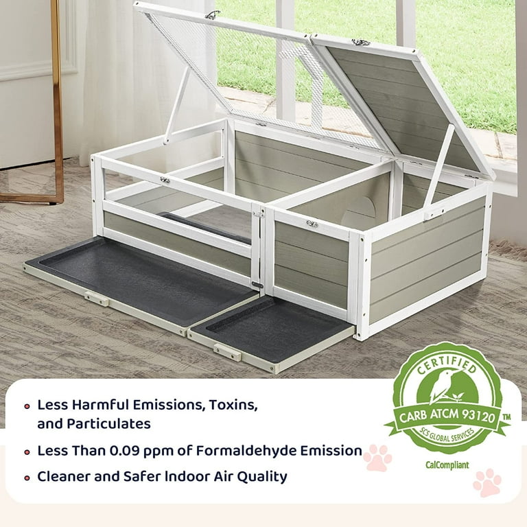 WISHIVE Tortoise Habitat Wooden Tortoise House Indoor Turtle Enclosure Outdoor Reptile Cage with Removable Bottom Light Support Openable Roof