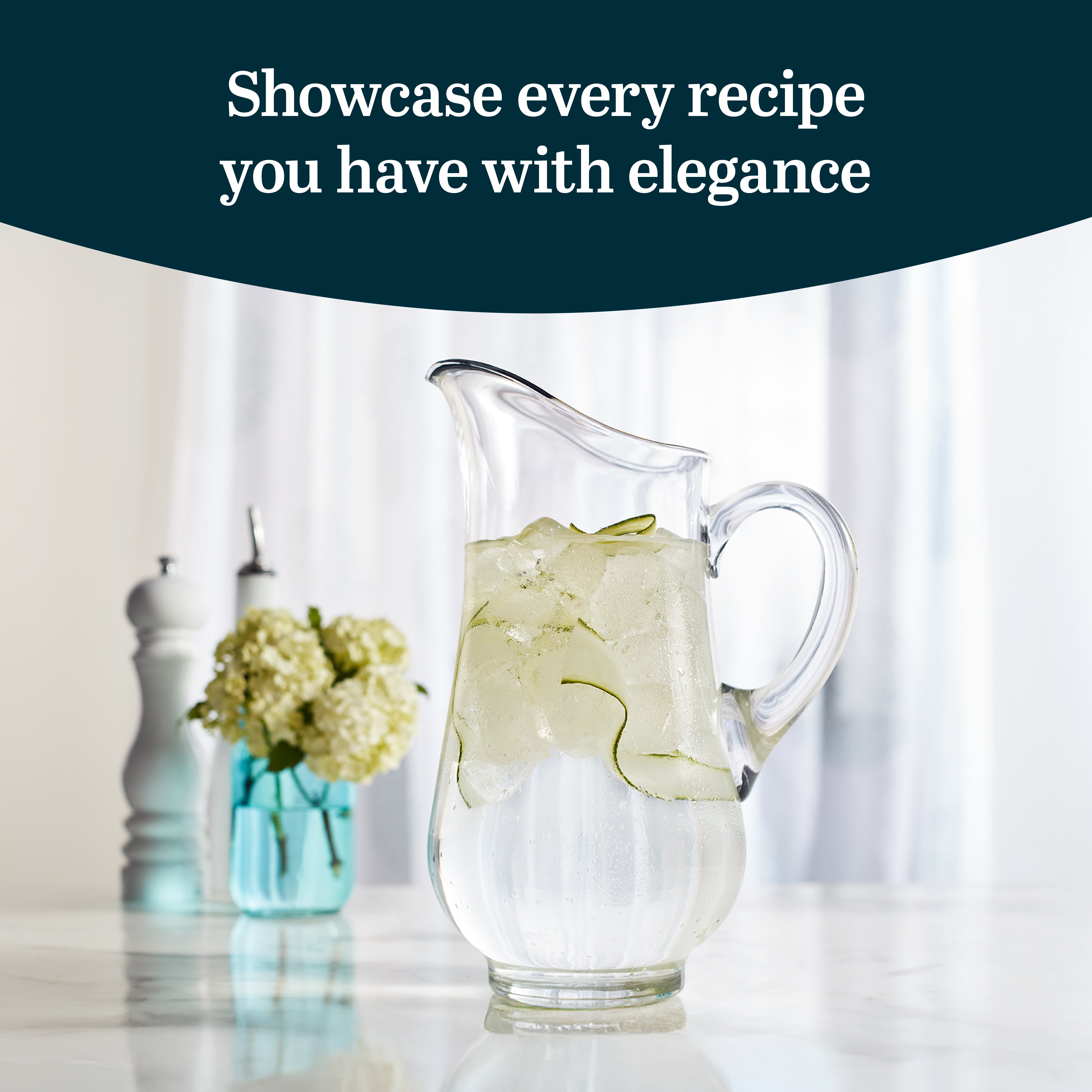 Libbey Atlantis Large Glass Pitcher, 73 Oz, Clear, Tall, Elegant Glass Pitcher with Handle, Modern Lemonade Jar for Water, Punch, Iced Tea, and More