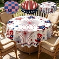thumbnail image 7 of 4th of July Round Tablecloth, Patriotic Star Table Cover, Waterproof Stain Resistant Polyester Tablecloth, Independence Day BBQ Picnic Dining Table Decor, 60", 7 of 7