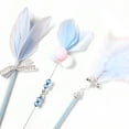 thumbnail image 1 of 3Pcs Cat Teaser Wand Interactive Cat Feather Toy with Bell for Cat Kitten Playing Blue, 1 of 5