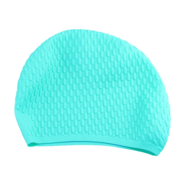 Capa de natación de color puro Capa de natación de silicona Mantenga el pelo seco Playa Portable Moderna para el cabello largo Niñas Canoa de chicas azul