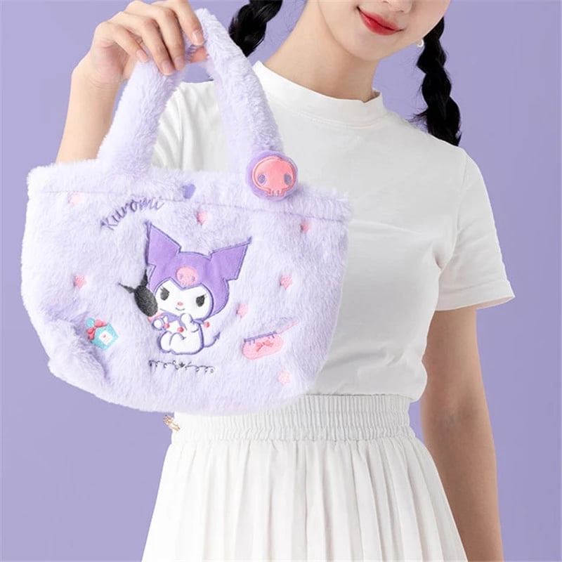 Kawaii Cinnamoroll Sanrio Plush Bag My Melody Anime Handbags Doll Kt Cat  Purin Dog Cute Kuromi Plushie Backpack For Girls