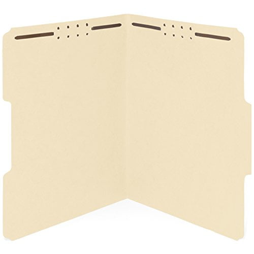 50 Manila Fastener File Folders 1/3 Cut Reinforced Assorted tab