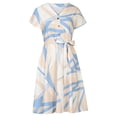 thumbnail image 4 of Robe de Mode pour Femmes Été Décontractée Col en V Imprimé Manches Courtes Bandage Robe à Boutons, 4 of 8