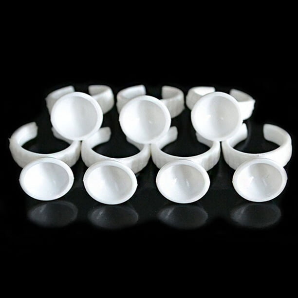 Pegamento pigmentado para extensiones de pestañas, desechables, 100 unidades, soportes, pestañas en anillo