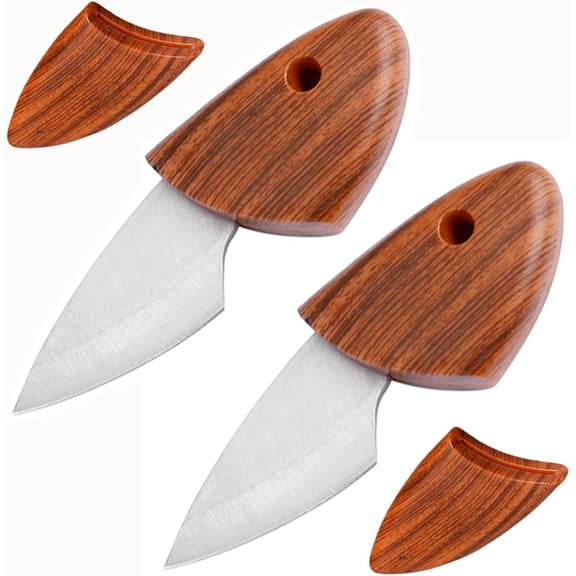 2‑Piece Fish Shaped Fixed Blade Keychain Pocket Knife with Sheath, EDC Small Utility Knife for Home Camping Hiking Fishing Use