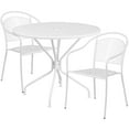 thumbnail image 2 of Flash Furniture Commercial Grade 35.25" Round White Indoor-Outdoor Steel Patio Table Set with 2 Round Back Chairs, 2 of 5