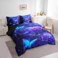 thumbnail image 3 of Homewish Romantic Valentine'S Day 7-Piece Twin Bedding Sets,Purple Rose Bedding Comforter Set,Dreamy Blue Butterfly Sheet Sets For Adult,Super Cozy Room Decor Reversible, 3 of 8