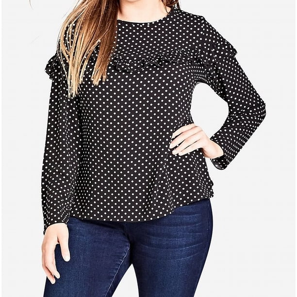 polka dot ruffle blouse