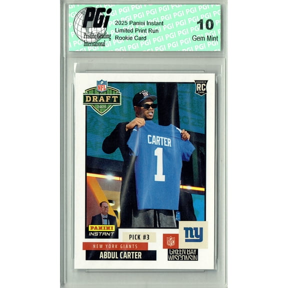 Abdul Carter 2025 Panini Instant #NFLDN-3 NFL Draft Rookie Card PGI 10