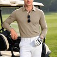thumbnail image 6 of GEWSEY Mens Long Sleeve Polo Shirt Classic Casual Button Collared Fashion Golf Shirts (Khaki, XXL), 6 of 9