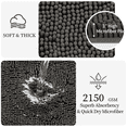 thumbnail image 4 of Sortora Chenille Bathroom Rug, Dark Gray Fluffy Bath Mat, 1.1" High Pile, Non Slip TPR Backing, Extra Thick Absorbent Bathroom Floor Mat, 24"x 47", 4 of 7