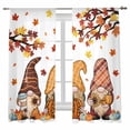 thumbnail image 7 of Sheer Curtains 63 inches Long 2 Panels Set Thanksgiving Gnome Fall Pumpkin Maple Leaf Coffee Sunflower Tiers Sheers Rod Pocket Small Window Short Curtains for Kitchen Cafe, Each 52" W x 63" L, 7 of 7