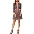thumbnail image 1 of INSPIRE CHIC Robe Chemise à Manches Longues Vintage à Fleurs avec Col Contrasté et Boutons pour Femmes P Bleu, 1 of 7