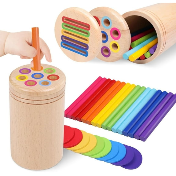 Wooden Learning Color Sorting Toys for 1 2 3 Toddlers Sensory Sorting Coin Box Toys for Toddlers 1-3 Fine Motor Skills Toys and Matching Games for 3-9 Kids Learning Toys