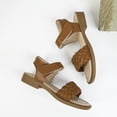 thumbnail image 4 of Gubotare Girl Dress Shoes Girls Sandals Shimmer Strapped Summer Flat Open Toe Ankle Sandals with Heel Zipper for Little Big Kids Size 1.5 (Brown,Big Kids 1.5), 4 of 7