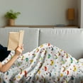 thumbnail image 3 of Vibrant Soft Flannel Fleece Throw Blanket, Repetitive Chickens Eggs Colorful Doodle on Plain Background, Cozy Plush for Indoor and Outdoor Use, 70" x 90", Yellow Green Sky Blue, by Ambesonne, 3 of 5