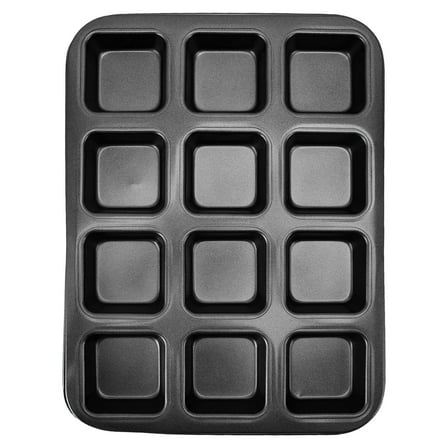 12-Cavity Mini Loaf Pan - Carbon Steel Brownie & Muffin Baking Mold