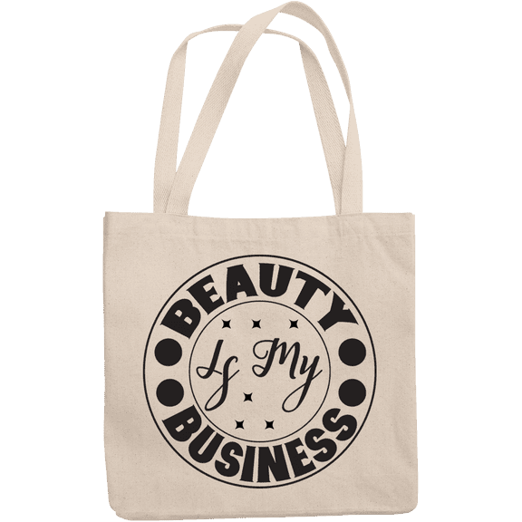 12oz Canvas Tote Bag - Beauty Is My Business, Cosmetic Consultant or Beautician Quote - Beauty Themed Merch for Makeup Artist or Cosmetologist, Gift for Makeup Lovers & Beauticians