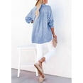thumbnail image 7 of Womens Casual Button V Neck Long Sleeve Shirts Oversized Solid Blouses Tops, 7 of 7