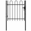 Fence Gate Single Door with Arched Steel 39.4"x39.4" Black