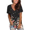 thumbnail image 1 of Blusa de camiseta informal con estampado de manga corta y cuello en V de verano para mujer a la moda Fridja  bn6339, 1 of 6