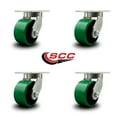 thumbnail image 2 of 6 Inch Extra Heavy Duty Green Poly on Cast Iron Wheel Swivel Caster Set of 4, 2 of 2
