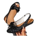 thumbnail image 2 of Gpaecead Women's Polka Dot Bow Flat Slingback Shoes Open Toe Slip On Soft Sole Comfort Casual Vintage Shoes, A-Black, 2 of 8