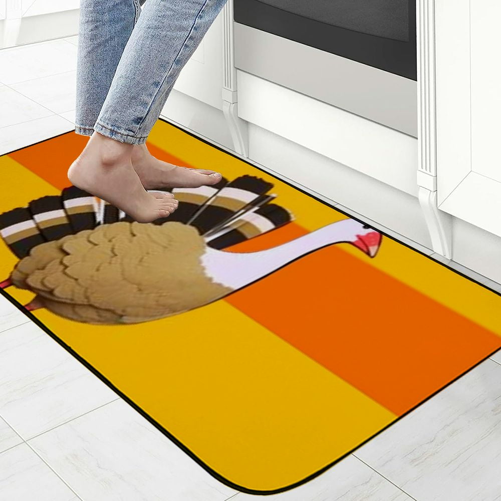 Qinduosi Mats, Fall Thanksgiving Doormat, Front Back Mat Rubber Backing, Non Slip, Indoor &amp; Outdoor, Waterproof, for Entry, Patio, Busy Areas, Turkey 19.68*47.24 in